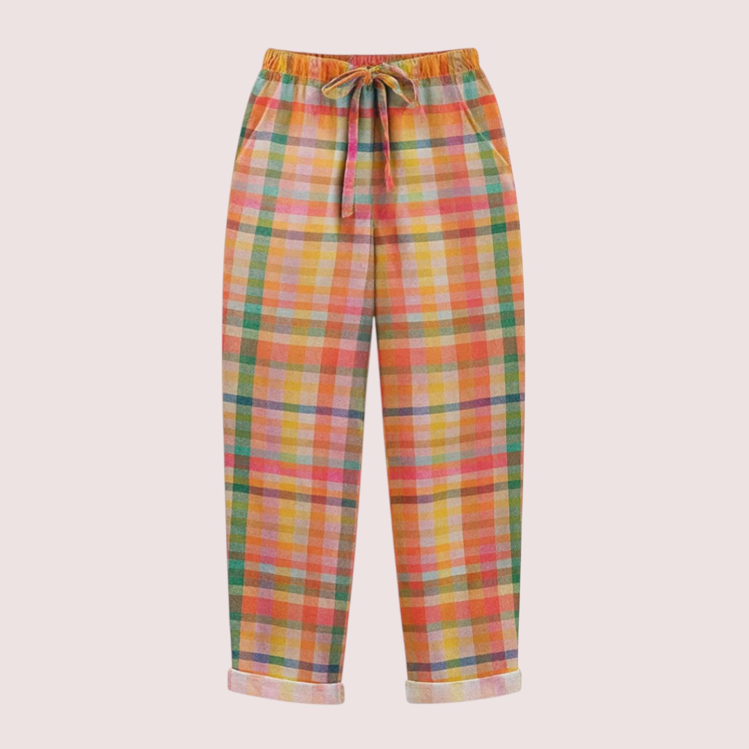 Alarà Stockholm | Rutiga byxor med resår i midjan och rosettknäppning