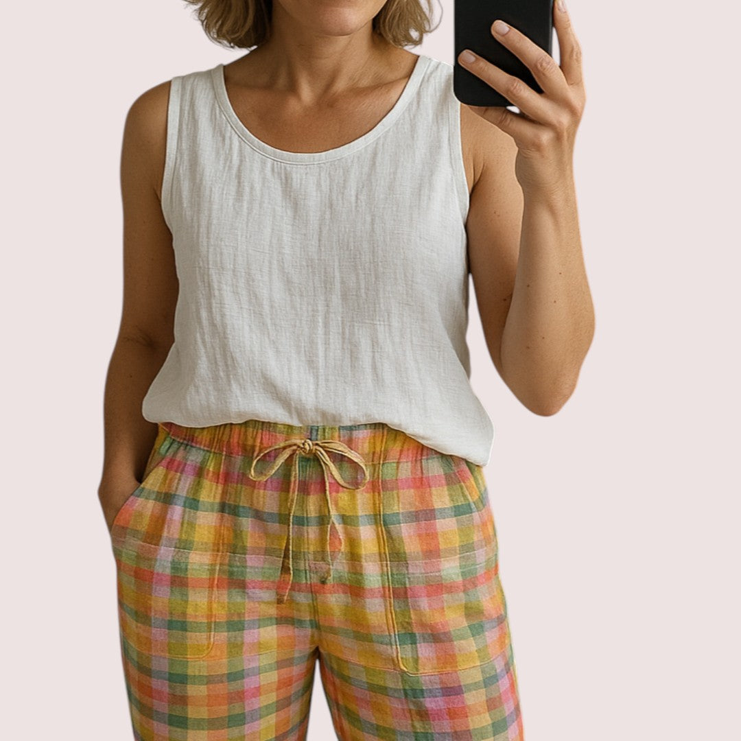 Alarà Stockholm | Rutiga byxor med resår i midjan och rosettknäppning