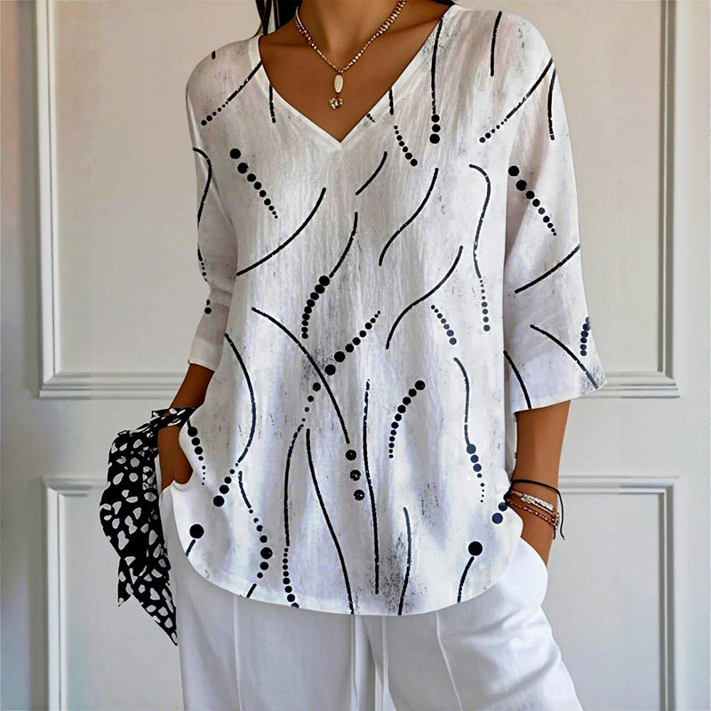 Lina Mönstrad Blus | Lätt och stilren